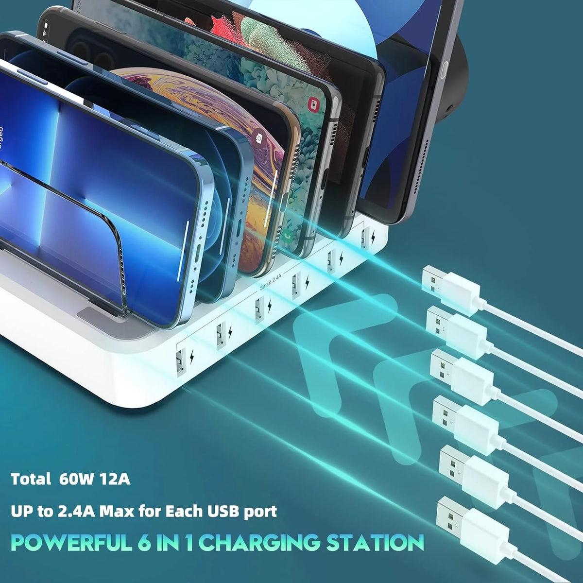 Charging Station Six-Device Adaptive Charging