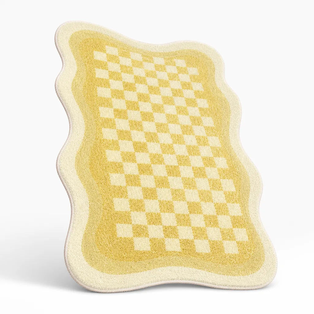 Checkerboard Irregular Shape Bedside Rug