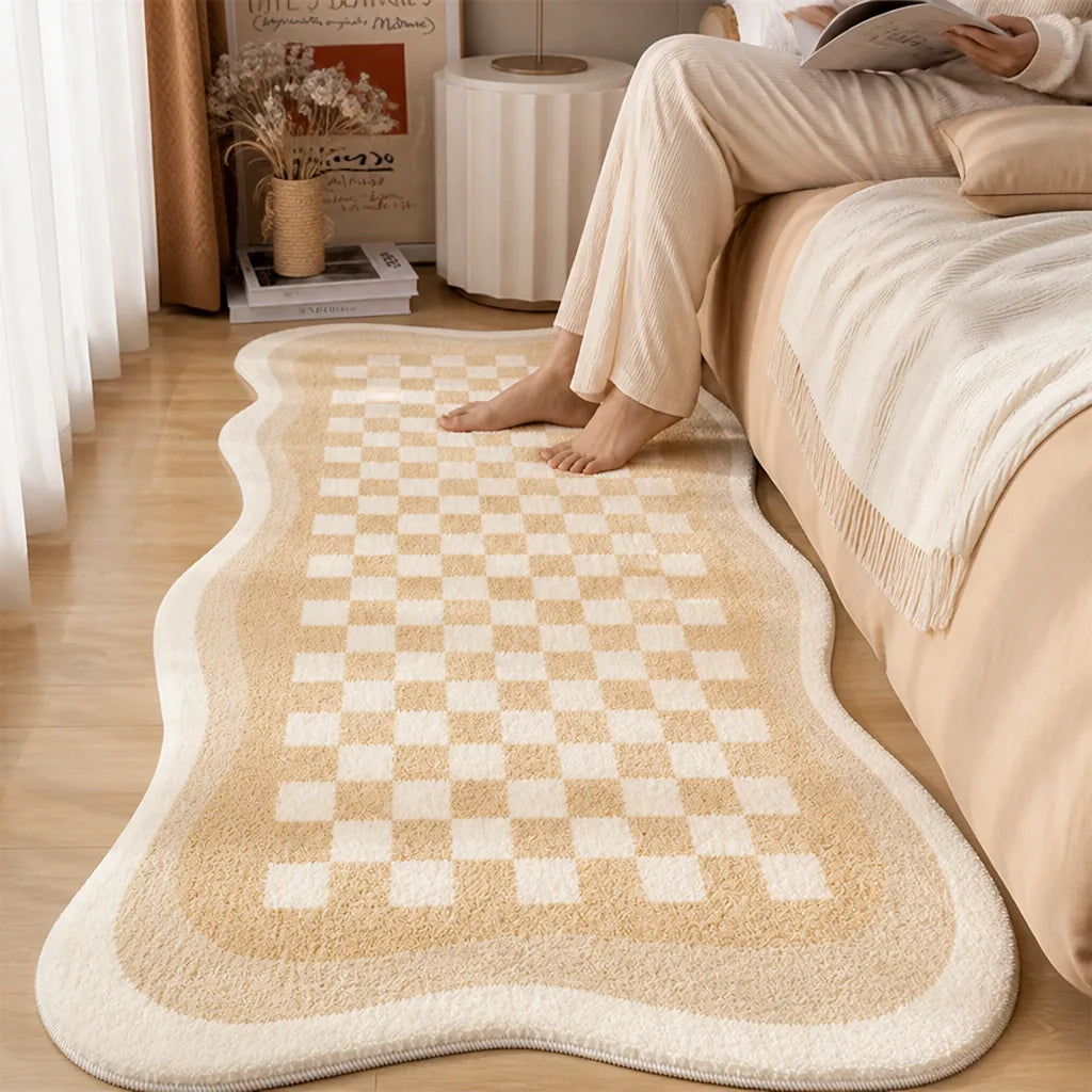 Checkerboard Irregular Shape Bedside Rug