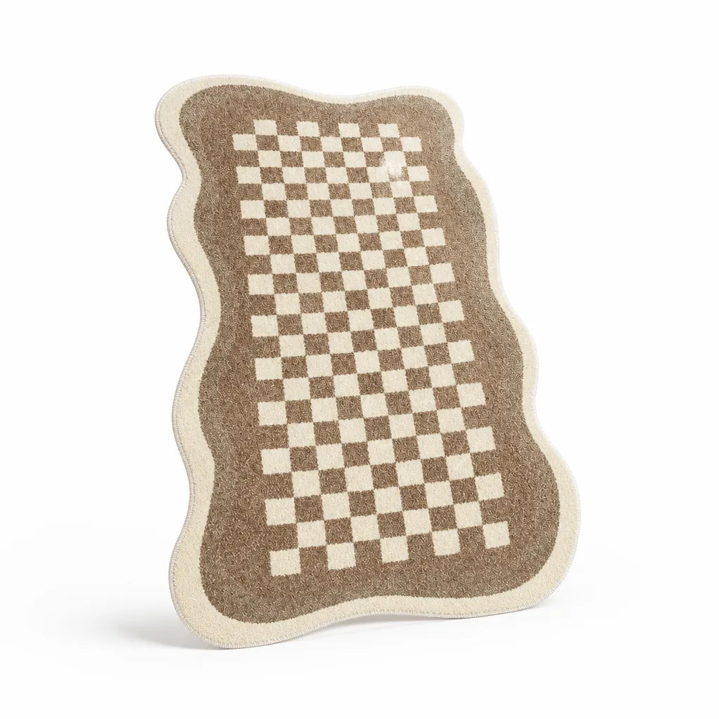 Checkerboard Irregular Shape Bedside Rug