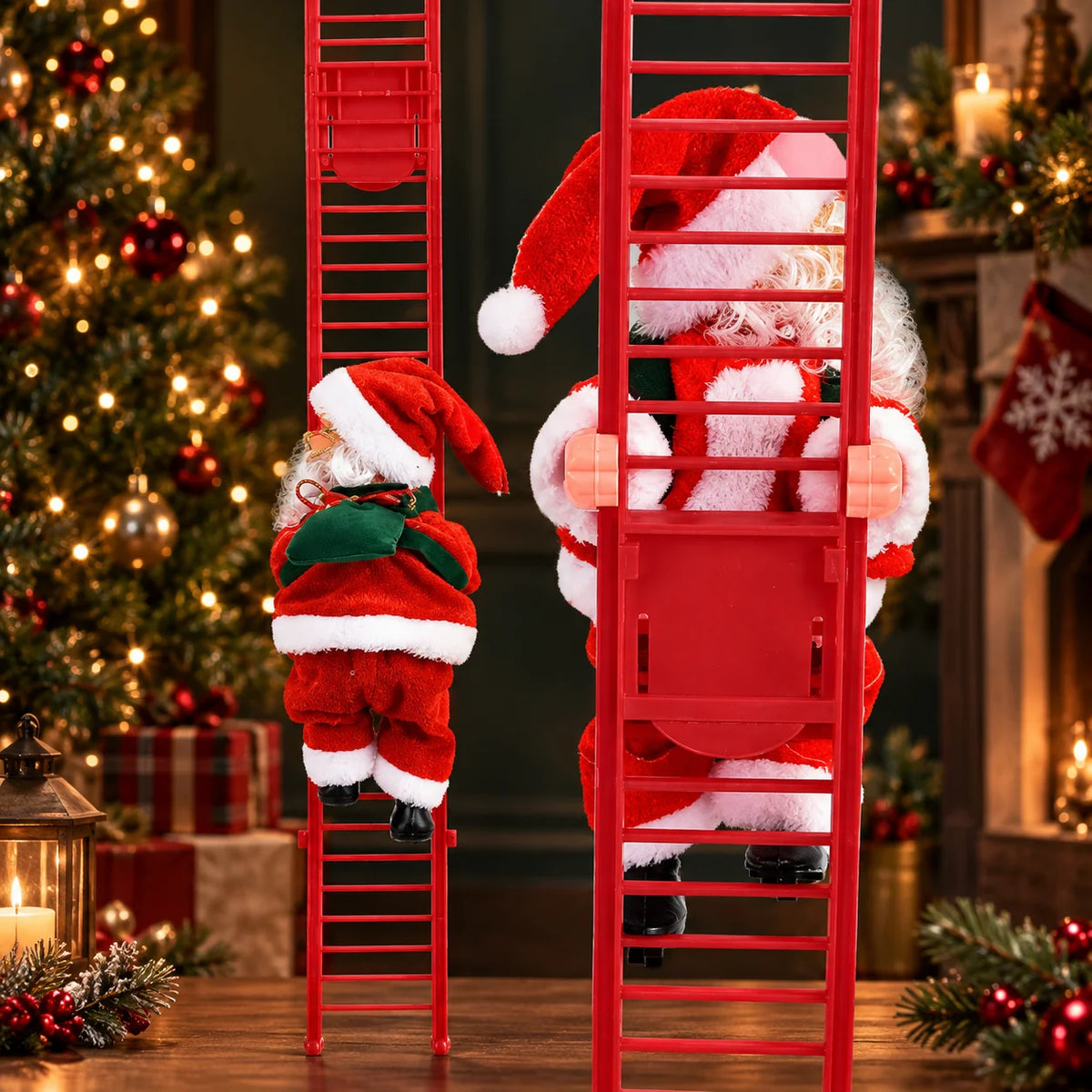 Christmas Decoration Animated Climbing Santa Battery-Free