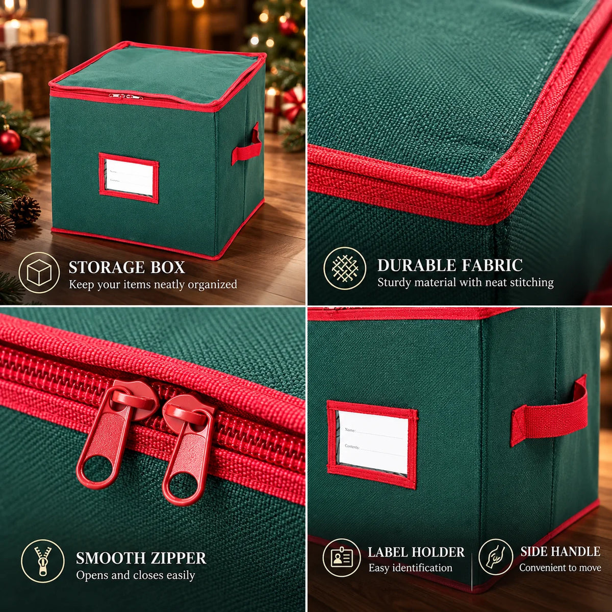 Christmas Ornament Storage Box Adjustable Dividers & Clear Window
