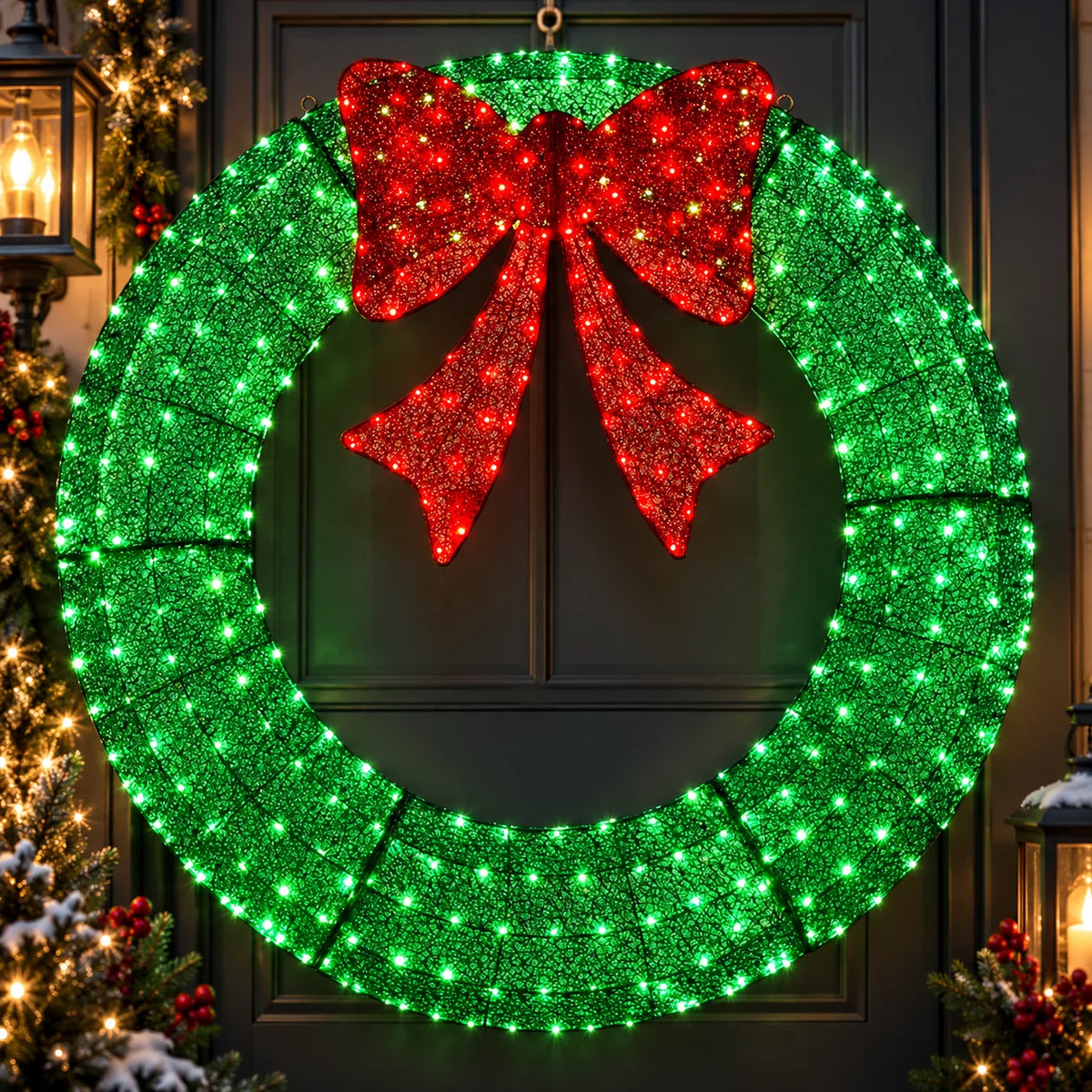 Christmas Wreath 60 Inch Pre-Lit Warm White LEDs
