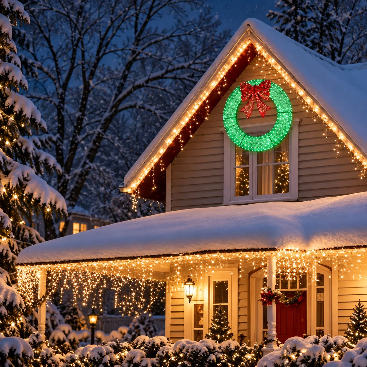 Christmas Wreath 60 Inch Pre-Lit Warm White LEDs