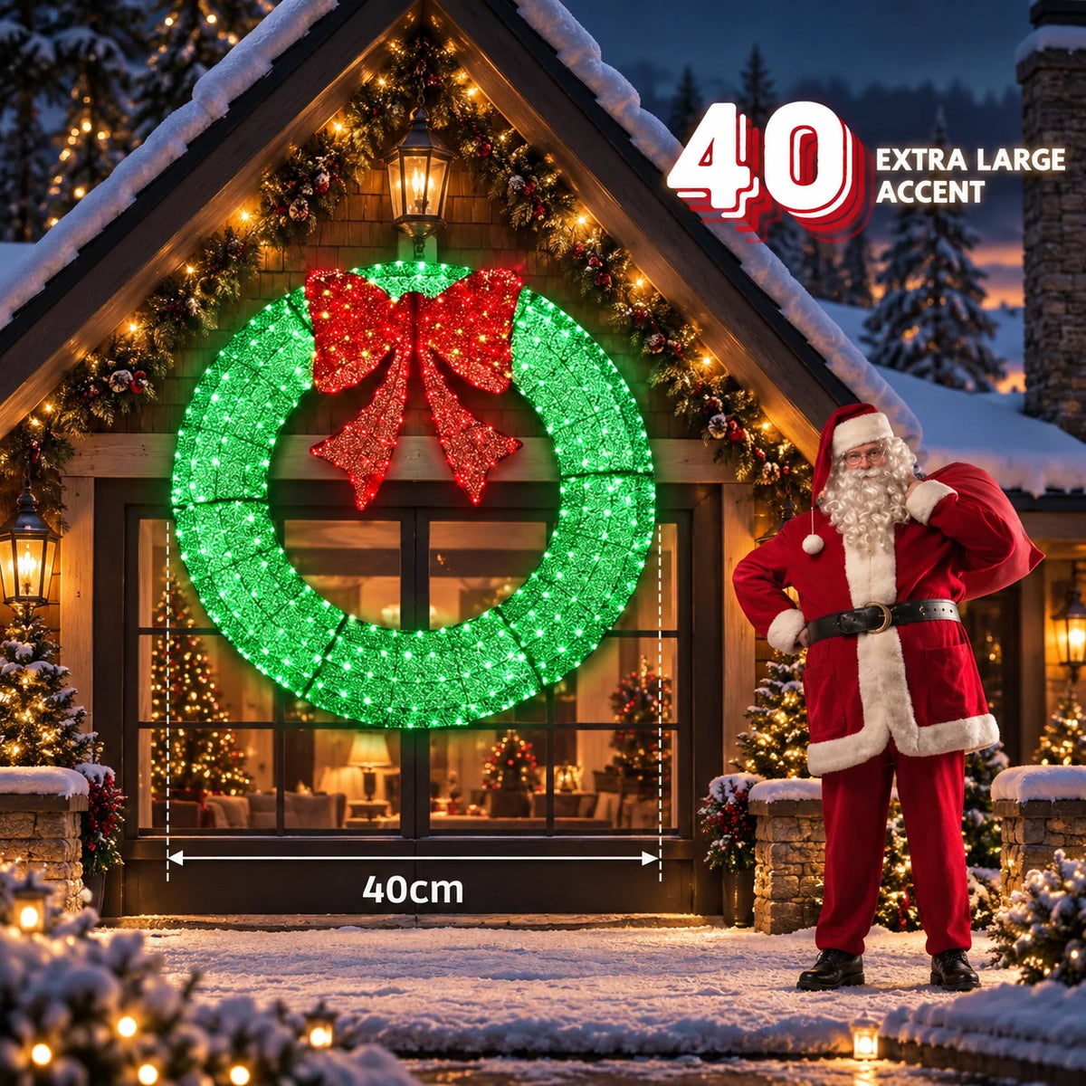 Christmas Wreath 60 Inch Pre-Lit Warm White LEDs