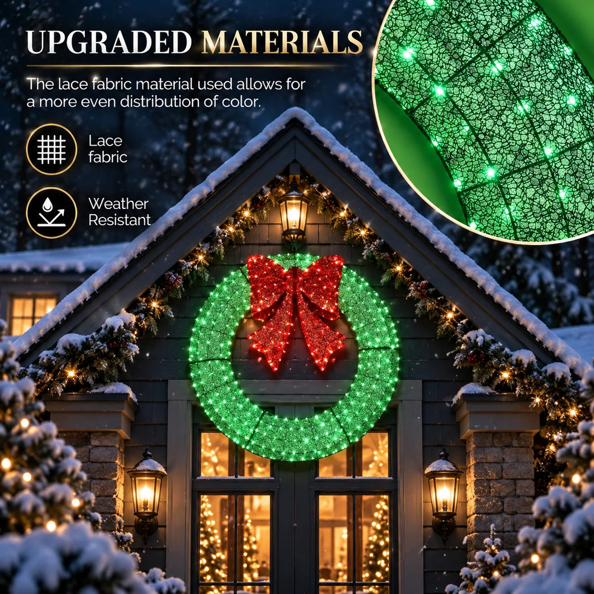 Christmas Wreath 60 Inch Pre-Lit Warm White LEDs
