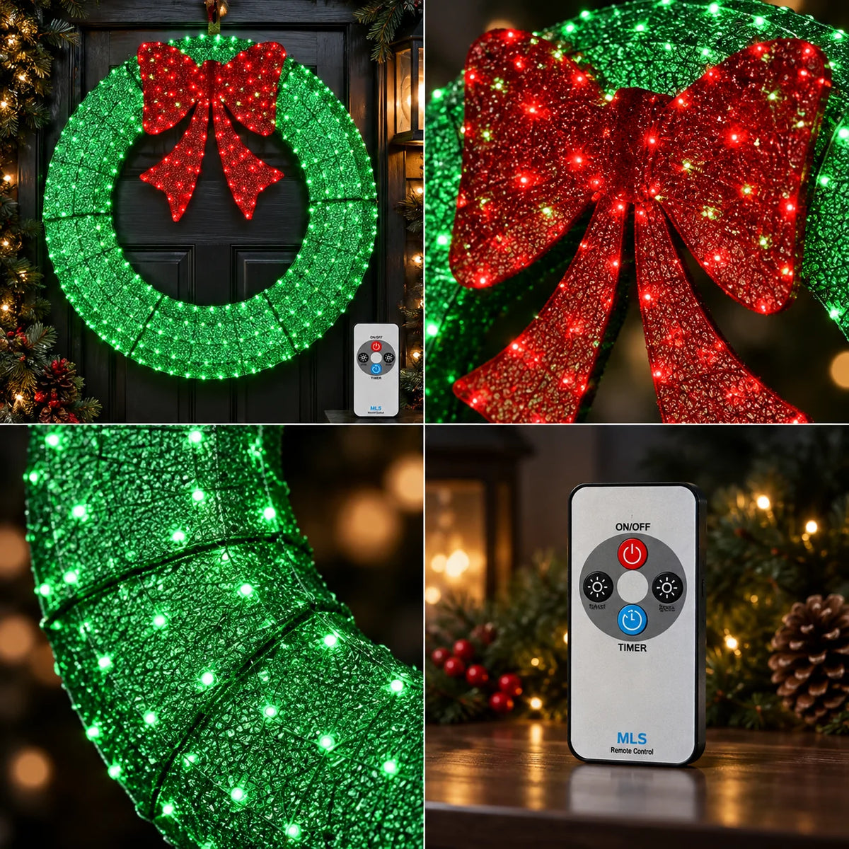 Christmas Wreath 60 Inch Pre-Lit Warm White LEDs