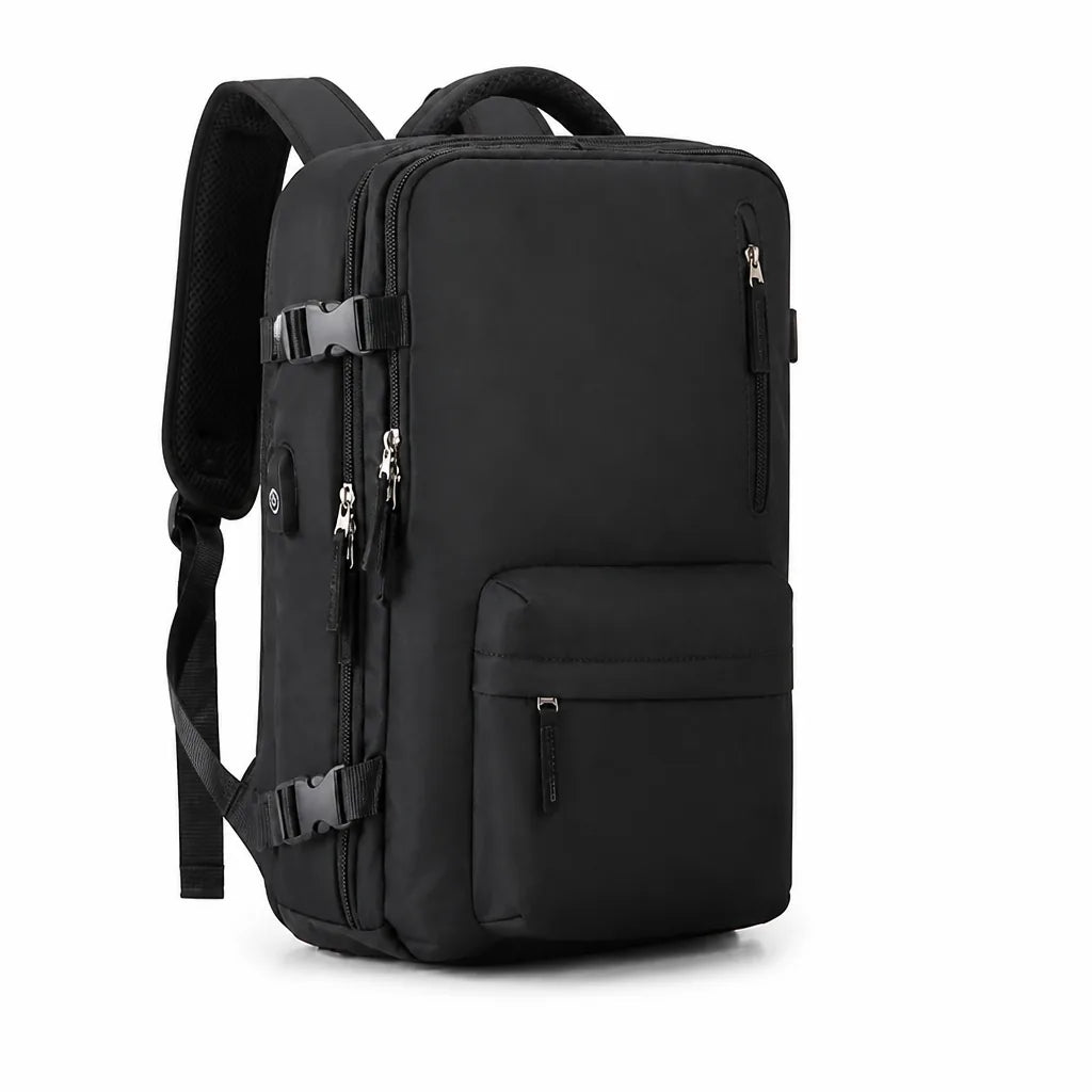 Clamshell Suitcase-Style Separate Shoe Compartment Travel Backpack (External USB Port)
