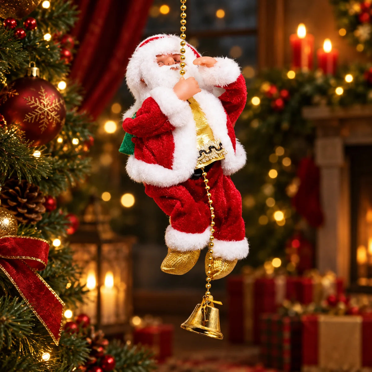 Climbing Santa Decoration Musical No Batteries