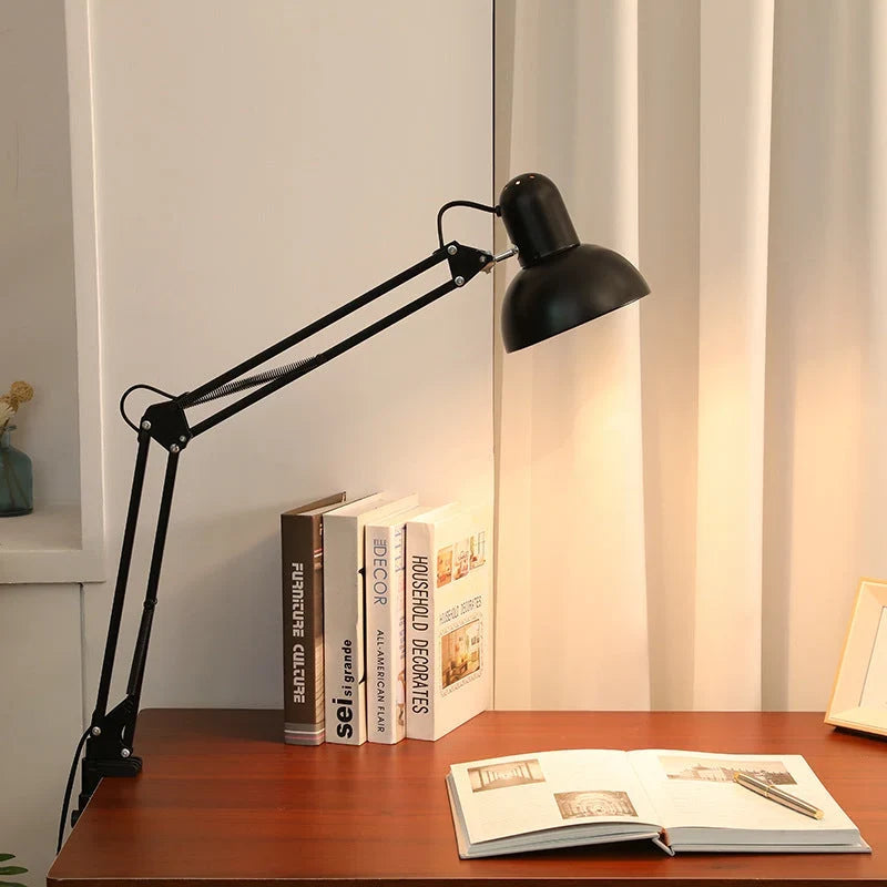 Clip-On Desk Lamp Adjustable Pivoting Arm E26 Bulb Base