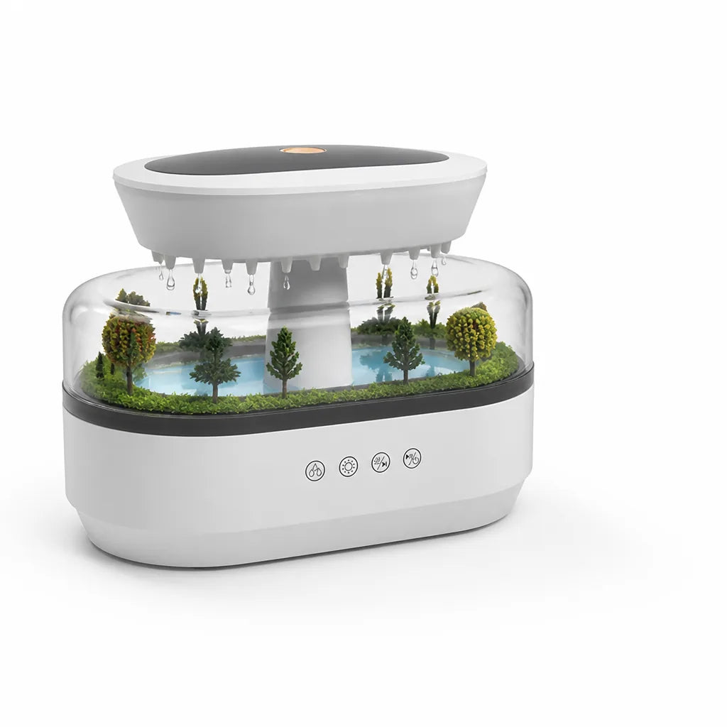Cloud-Shaped Raindrop Effect Ultrasonic Aroma Diffuser & Humidifier (300ml Tank)