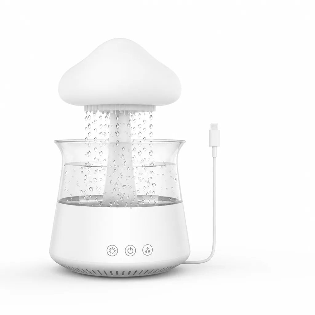 Cloud-Shaped Ultrasonic Humidifier (Visible Rain Effect, Color-Changing LED)