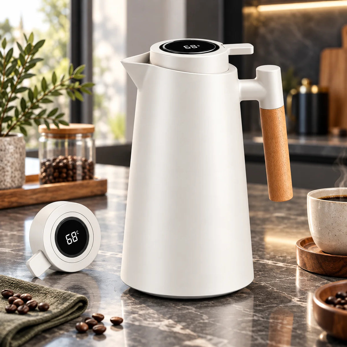 Coffee & Tea Carafe Double-Wall Insulated Digital Temperature Display