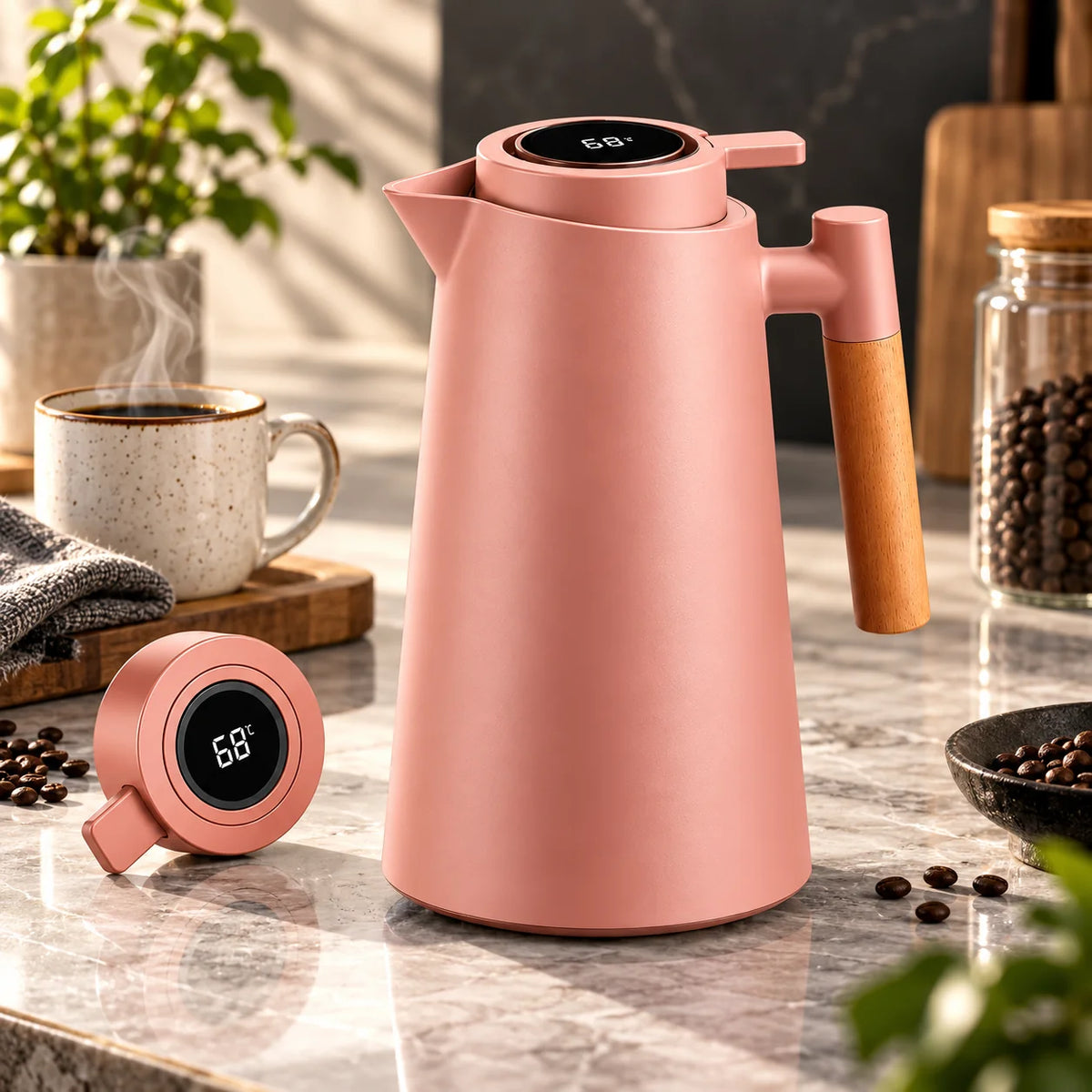 Coffee & Tea Carafe Double-Wall Insulated Digital Temperature Display