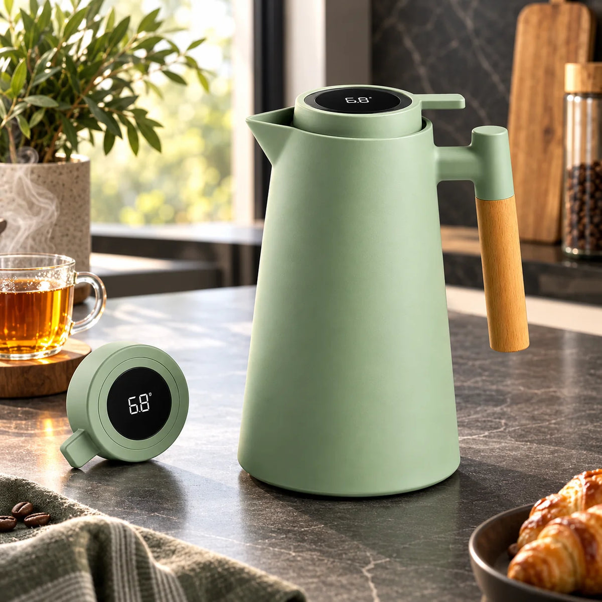 Coffee & Tea Carafe Double-Wall Insulated Digital Temperature Display