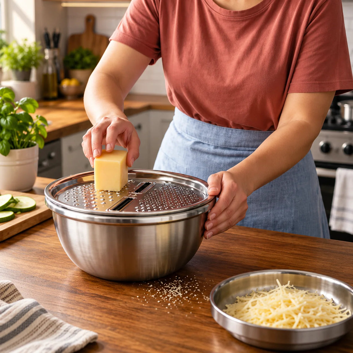 Colander & Grater Bowl Set Stainless Steel Nesting