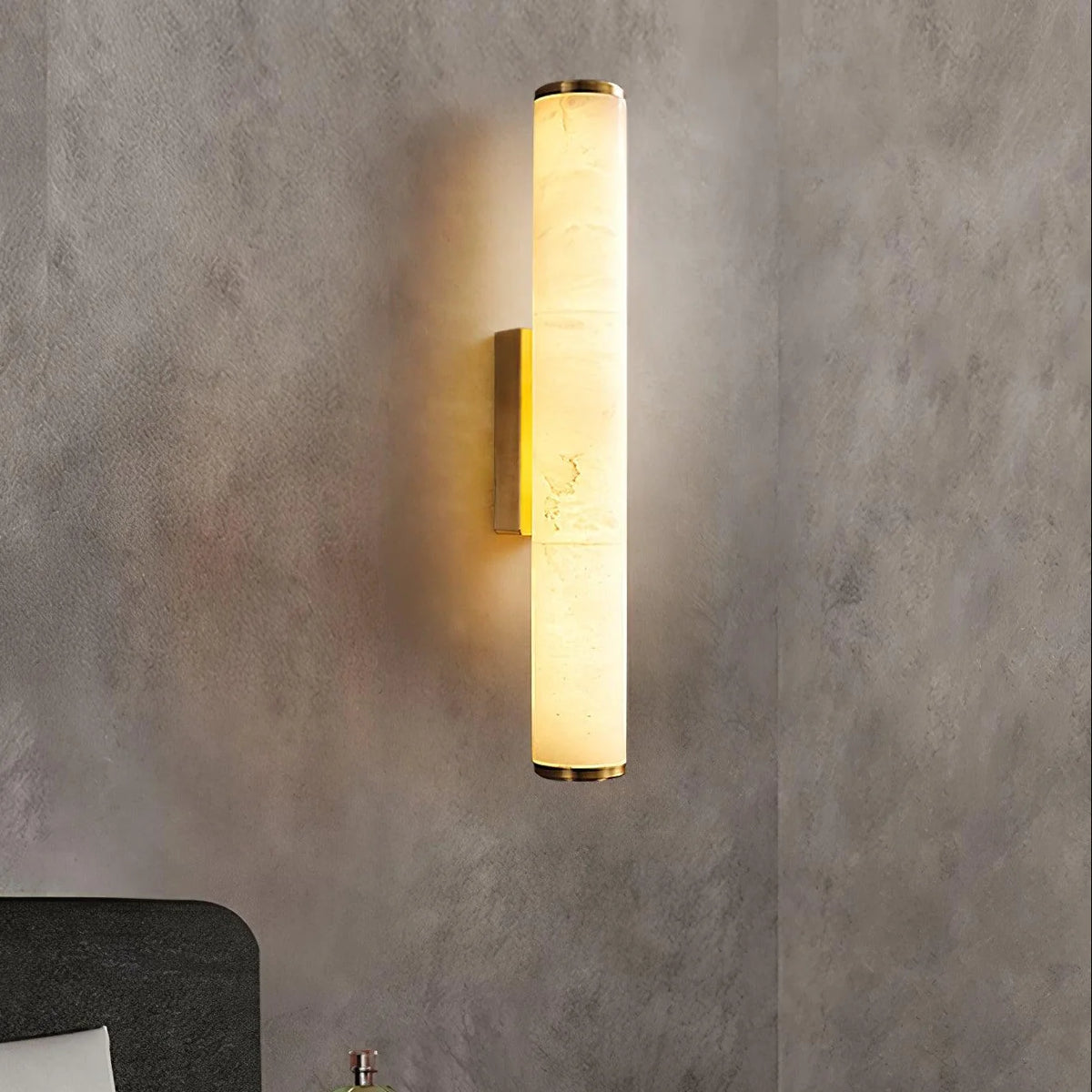Column Wall Sconce Slim Stone-Effect Resin Integrated LED