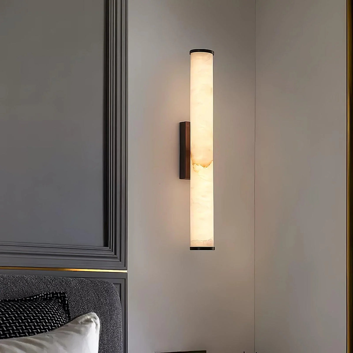 Column Wall Sconce Slim Stone-Effect Resin Integrated LED