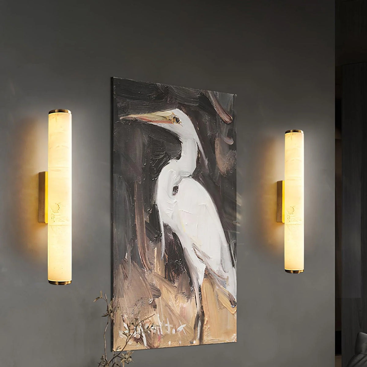 Column Wall Sconce Slim Stone-Effect Resin Integrated LED