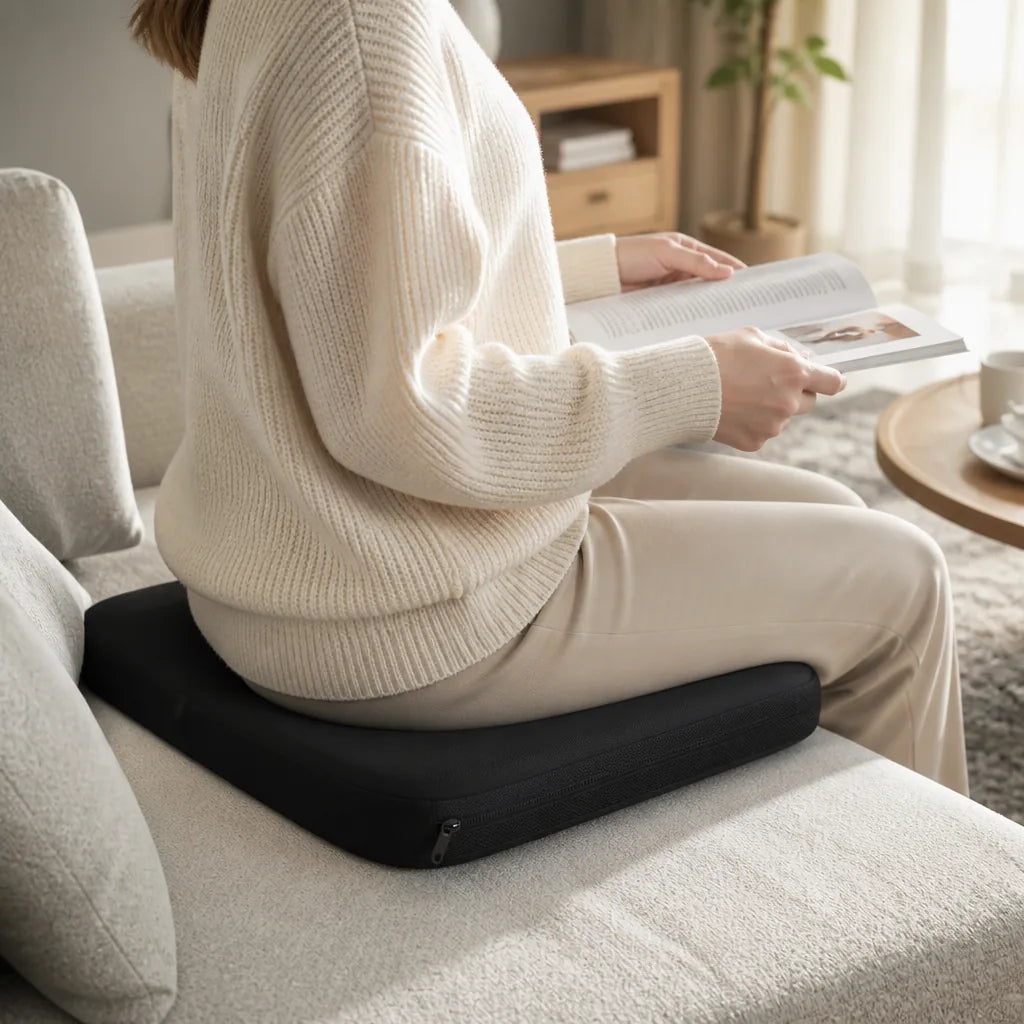 Contoured Support, Non-Slip Underside Seat Cushion (For Car, Office & Home)