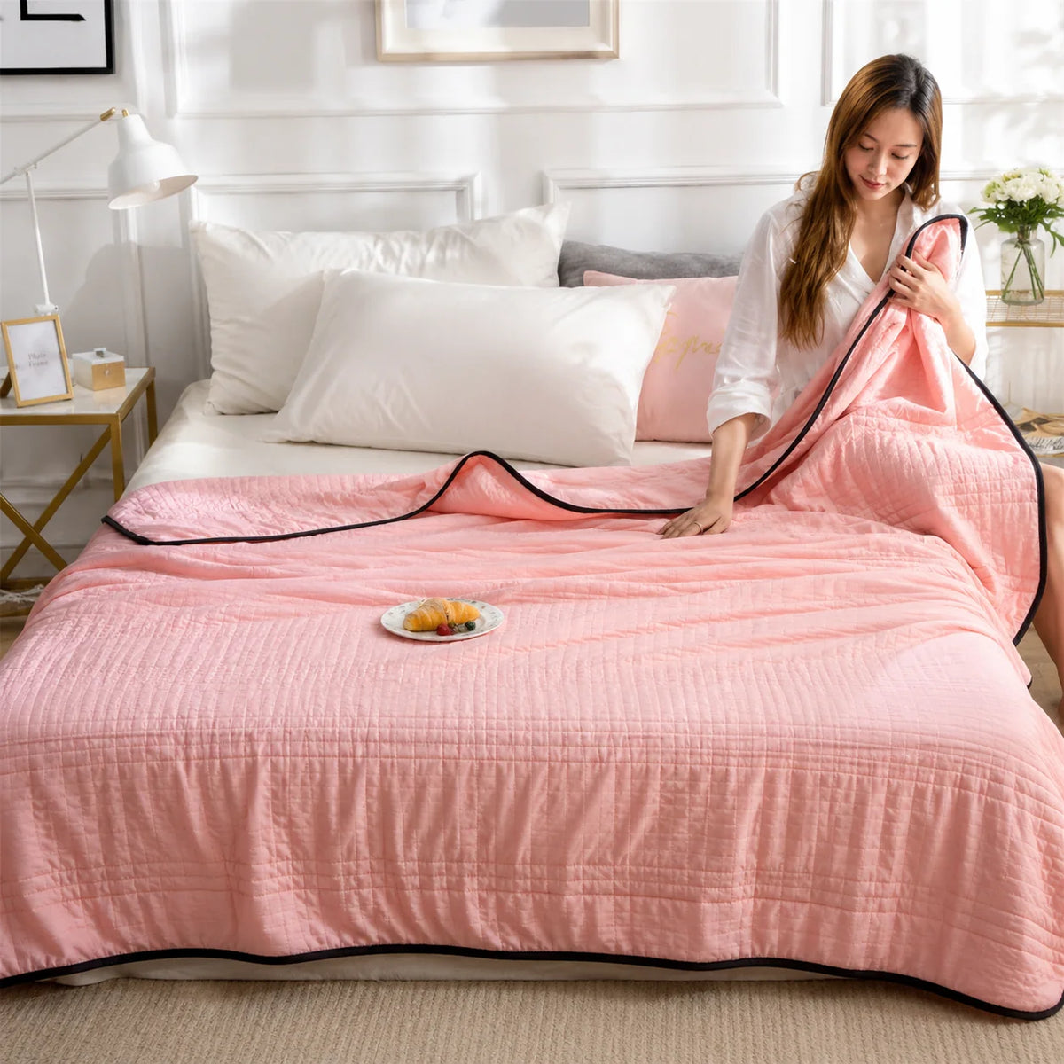 Cooling Quilt Blanket Quilted Breathable 79 x 91