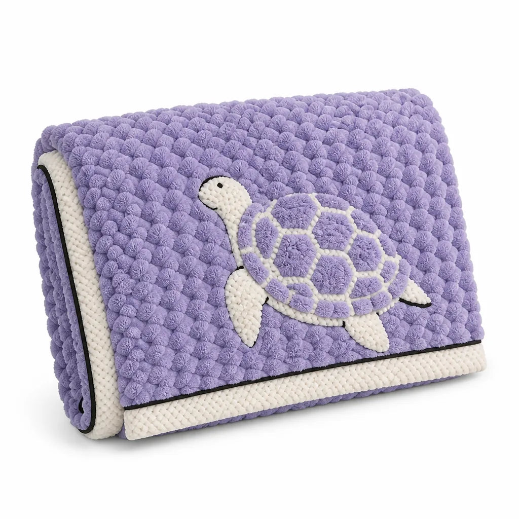 Coral Fleece Turtle Motif Throw Blanket