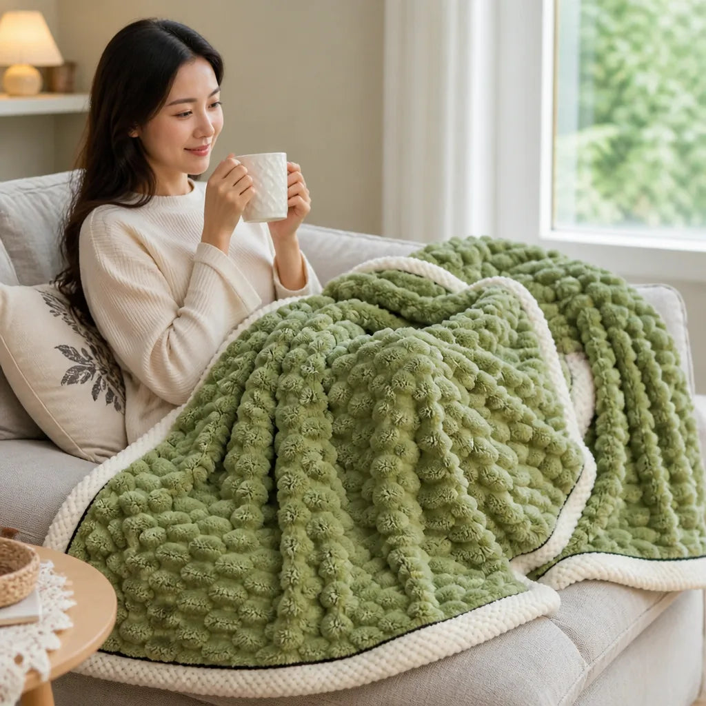 Coral Fleece Turtle Motif Throw Blanket