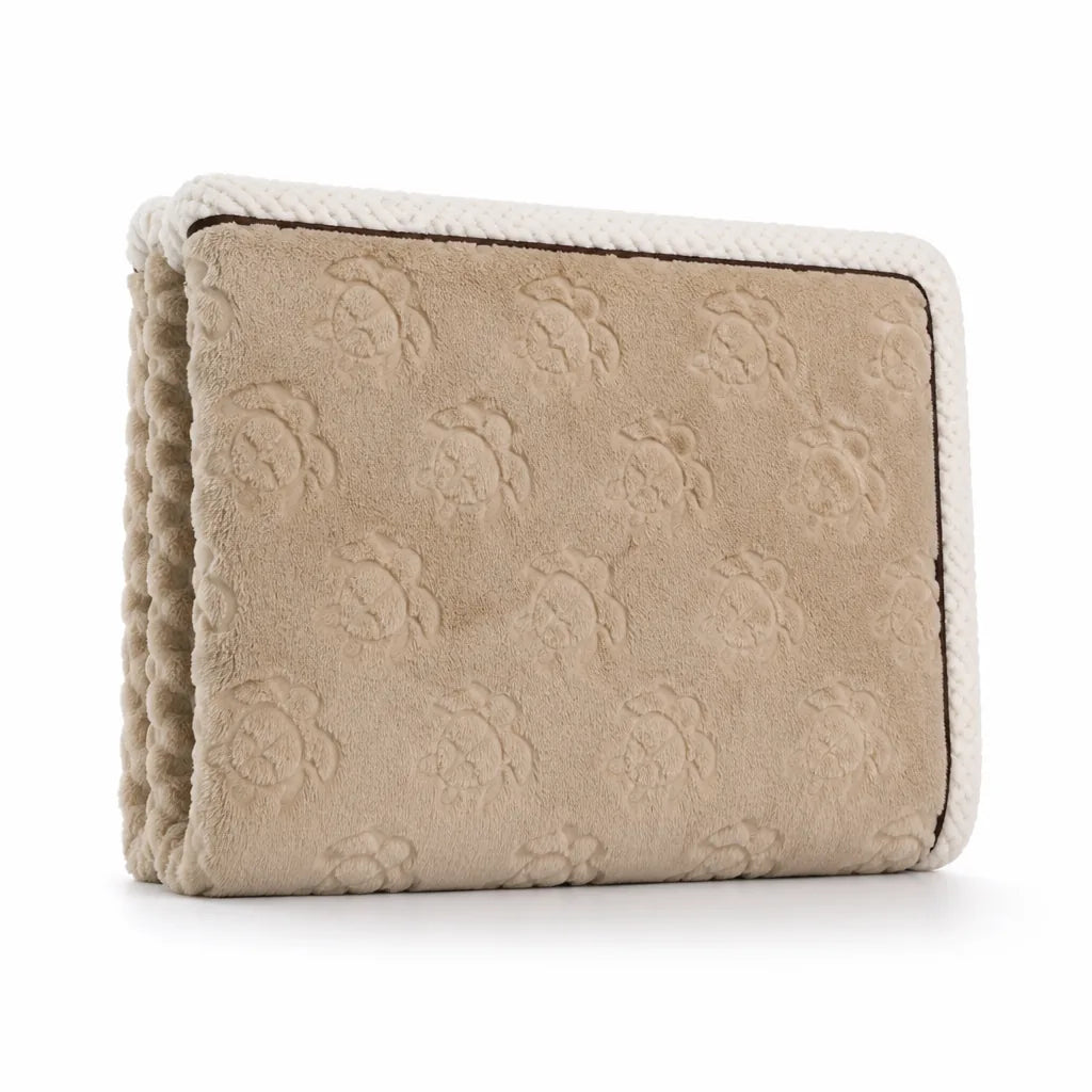 Coral Fleece Turtle Motif Throw Blanket