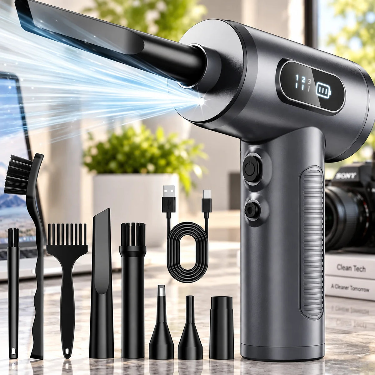 Cordless Air Duster USB-C Rechargeable 40 Min Runtime