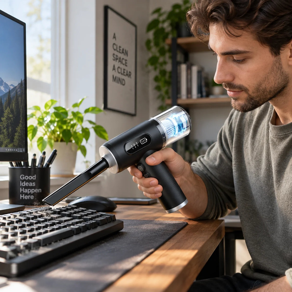 Cordless Air Duster USB-C Rechargeable 40 Min Runtime