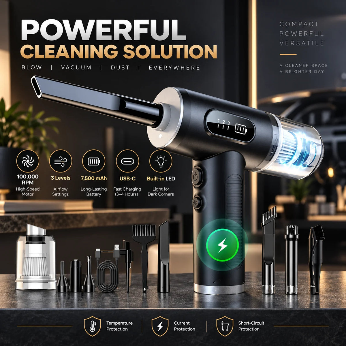 Cordless Air Duster USB-C Rechargeable 40 Min Runtime