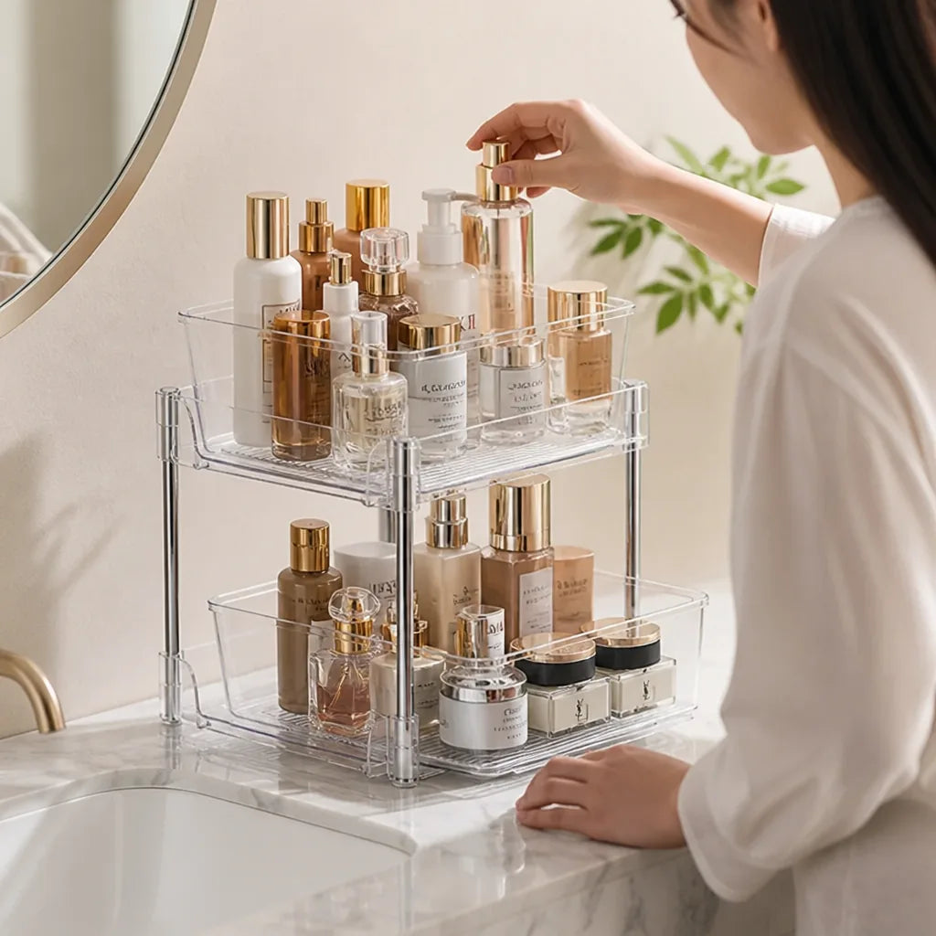 Cosmetics Storage Box Transparent Stackable Moisture-Resistant