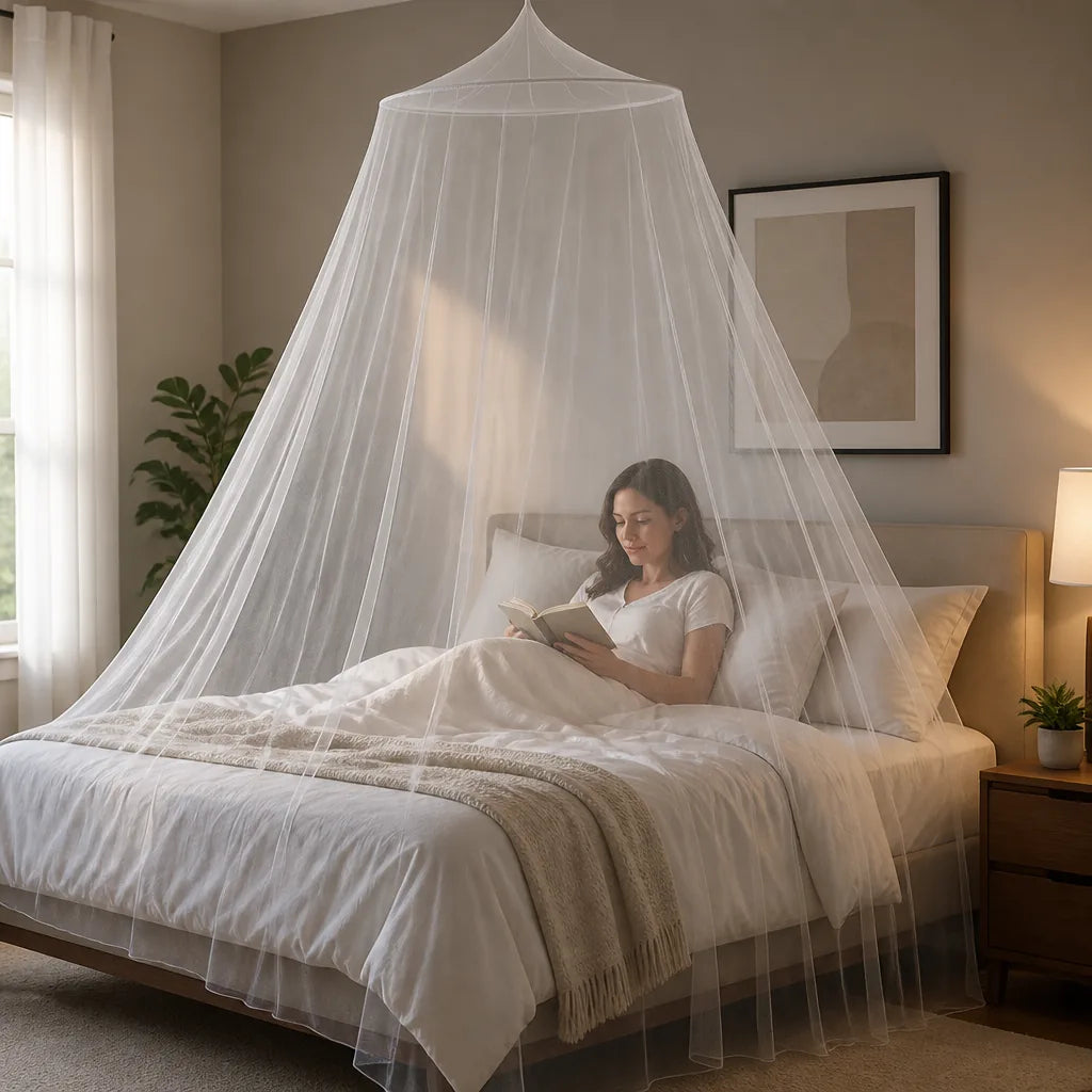 Cotton Hanging Canopy Bed Mosquito Net (Machine-Washable)