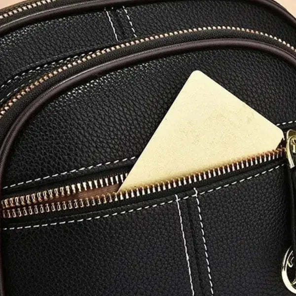 Crossbody Bag Compact Faux Leather Five Compartments Adjustable Strap