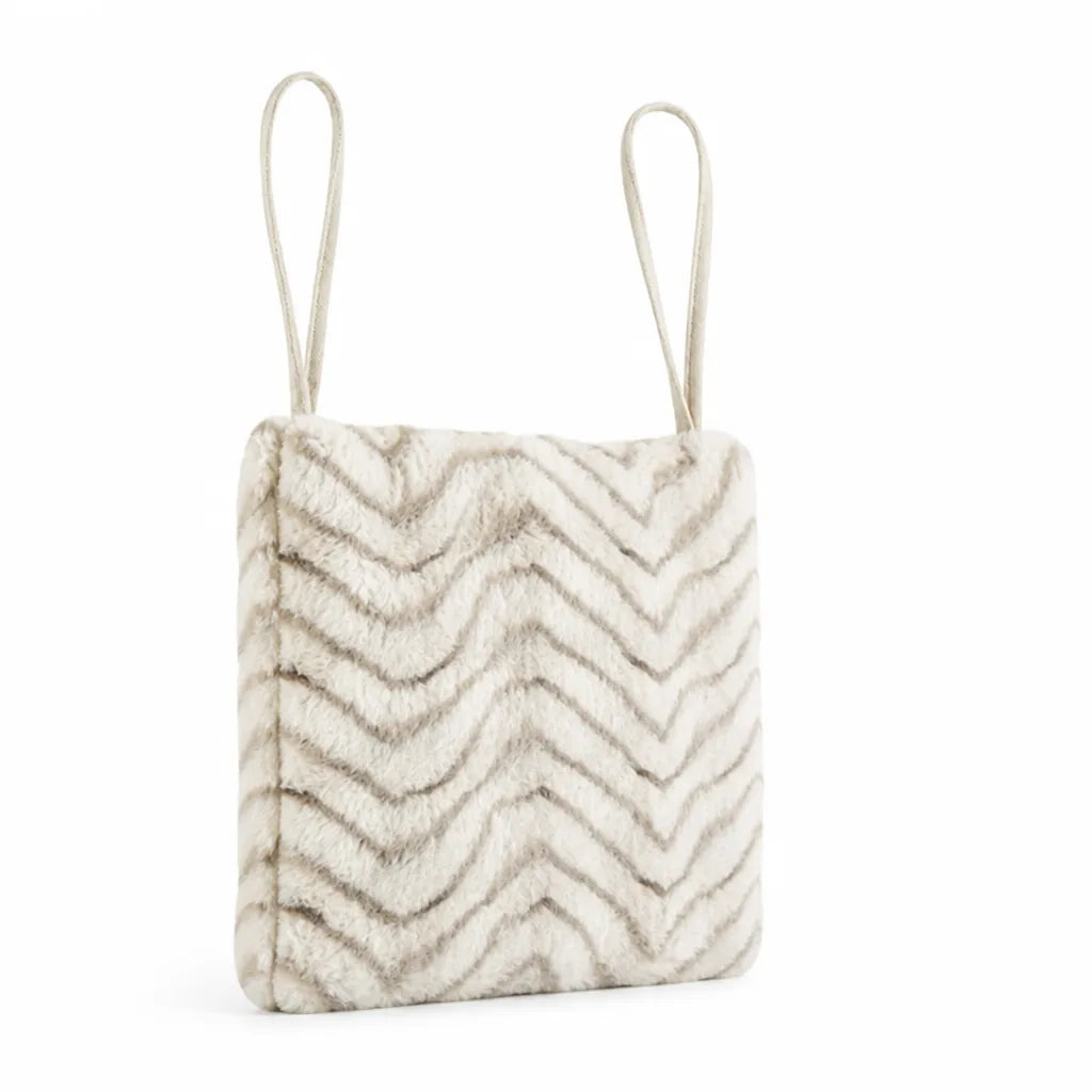 Crossbody Bag Faux Fur Chevron Compact Slim Straps