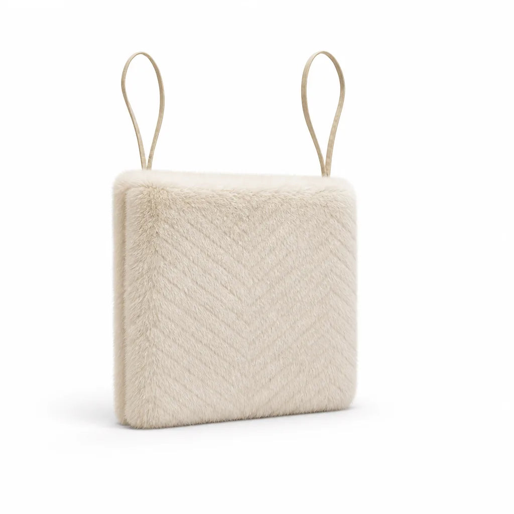 Crossbody Bag Faux Fur Chevron Compact Slim Straps