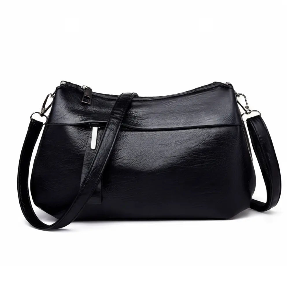 Crossbody Bag Soft Faux Leather Three Compartments Adjustable Strap