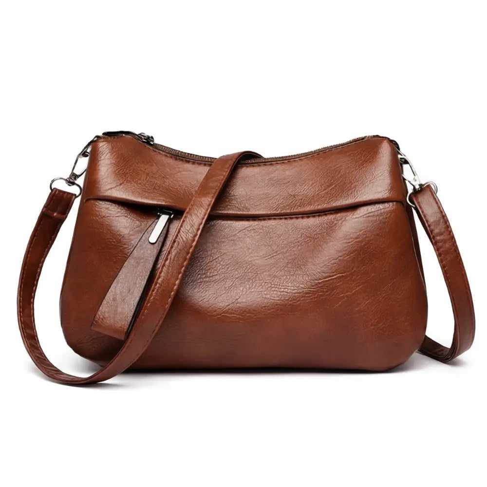 Crossbody Bag Soft Faux Leather Three Compartments Adjustable Strap