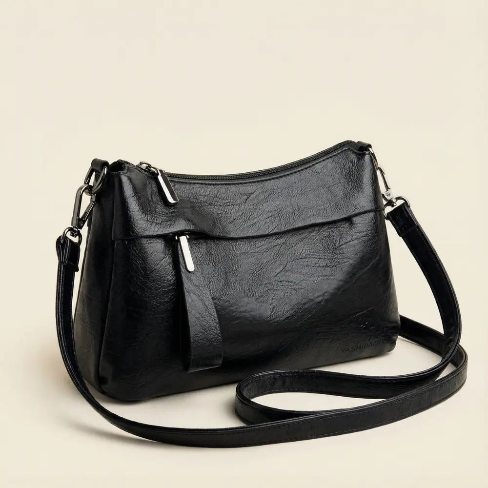 Crossbody Bag Soft Faux Leather Three Compartments Adjustable Strap