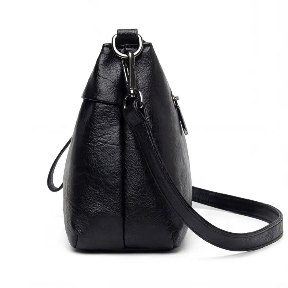 Crossbody Bag Soft Faux Leather Three Compartments Adjustable Strap