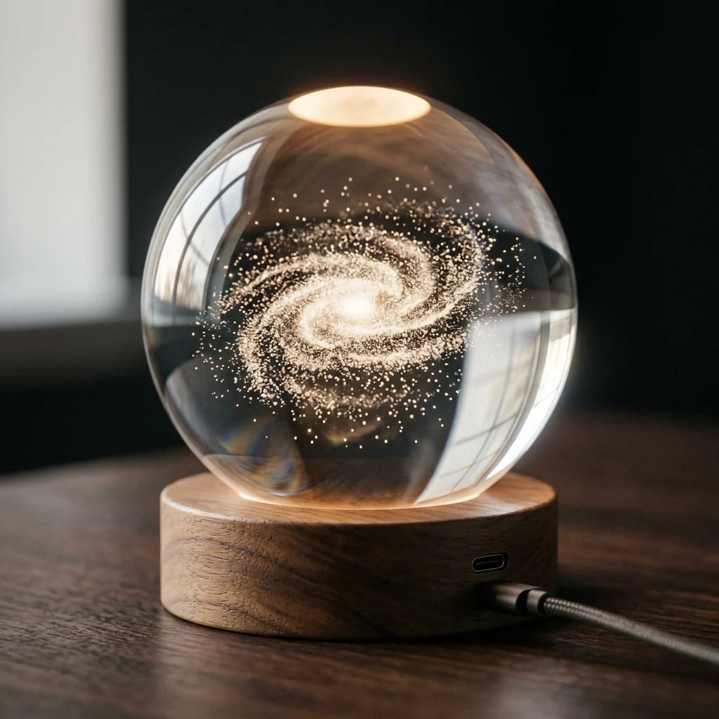 Crystal Ball Night Light 3D Engraved USB Powered