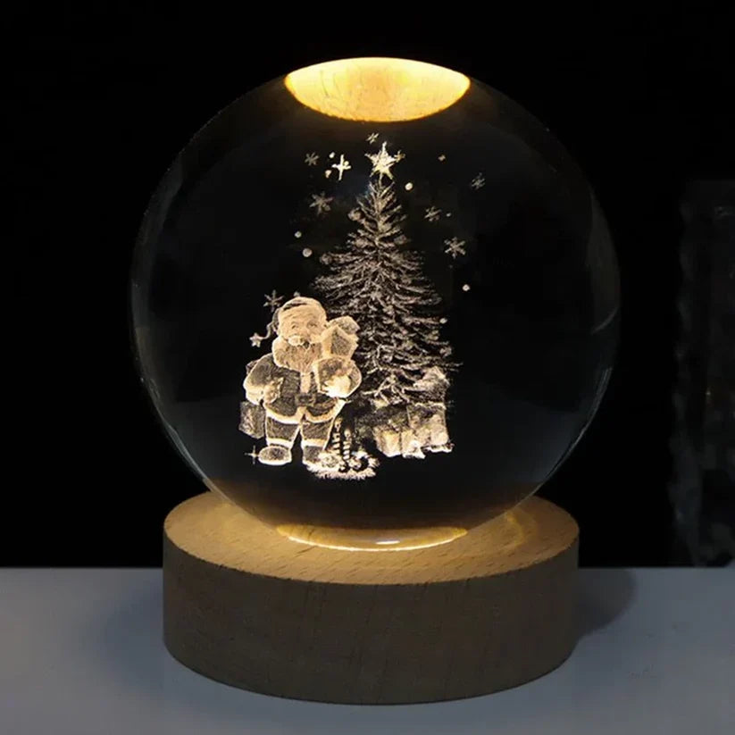 Crystal Ball Night Light 3D Engraved USB Powered