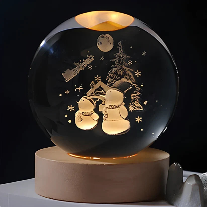 Crystal Ball Night Light 3D Engraved USB Powered