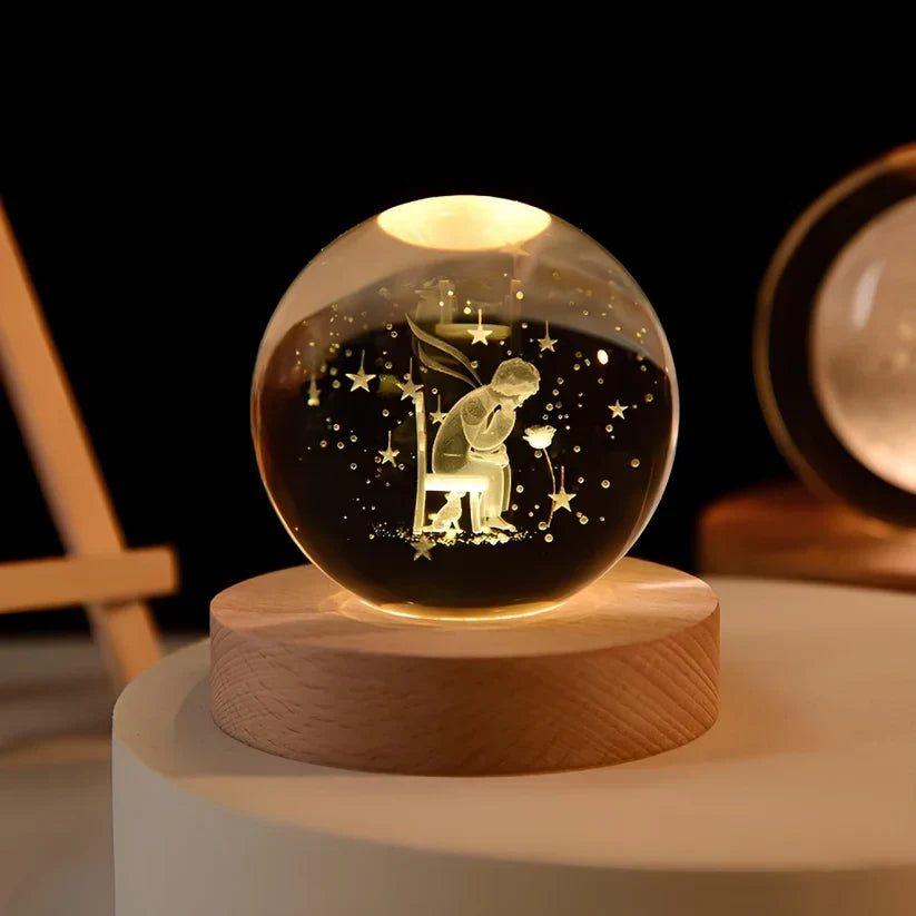 Crystal Ball Night Light 3D Engraved USB Powered
