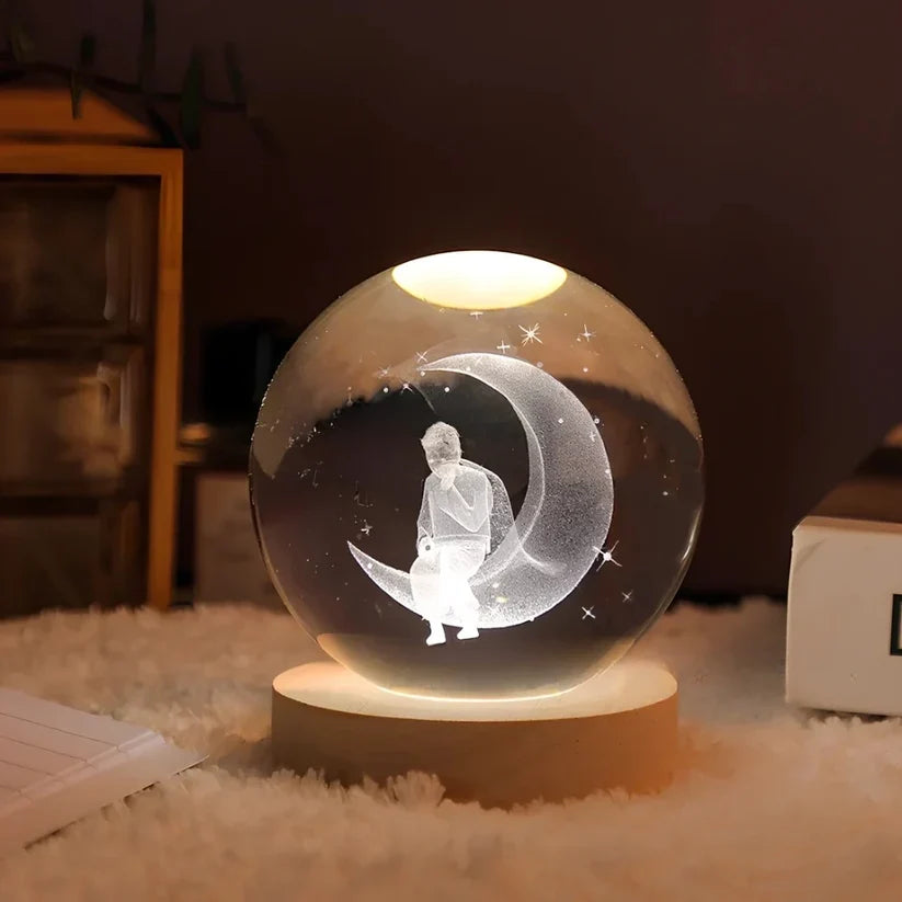Crystal Ball Night Light 3D Engraved USB Powered