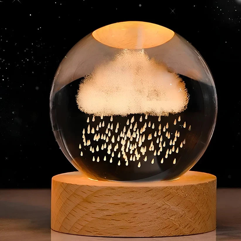 Crystal Ball Night Light 3D Engraved USB Powered