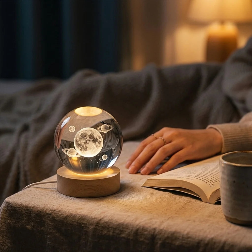Crystal Ball Night Light 3D Engraved USB Powered
