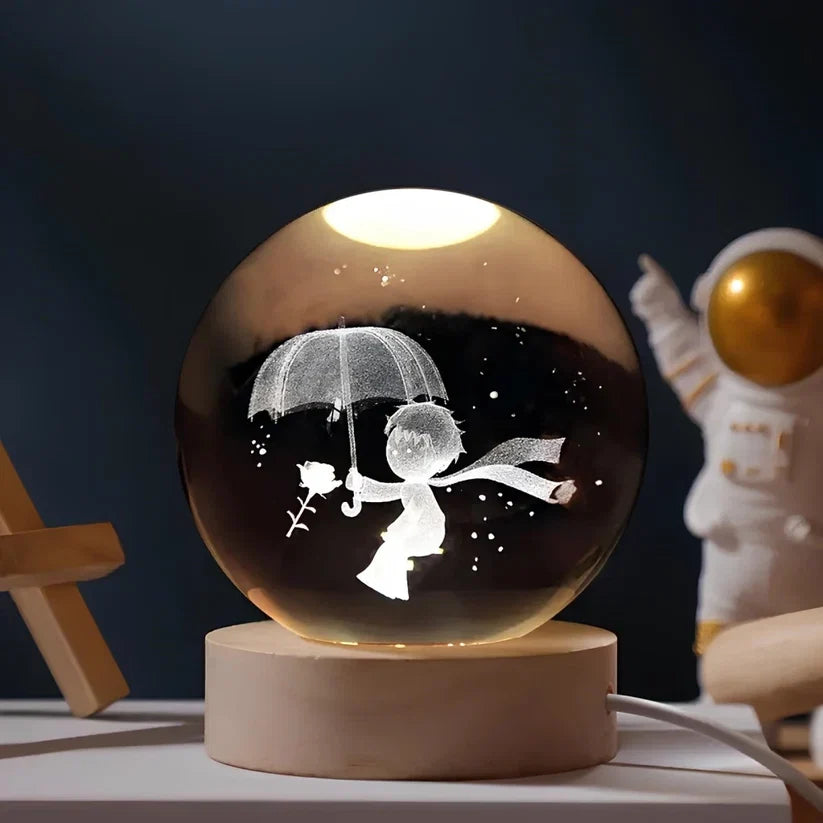 Crystal Ball Night Light 3D Engraved USB Powered