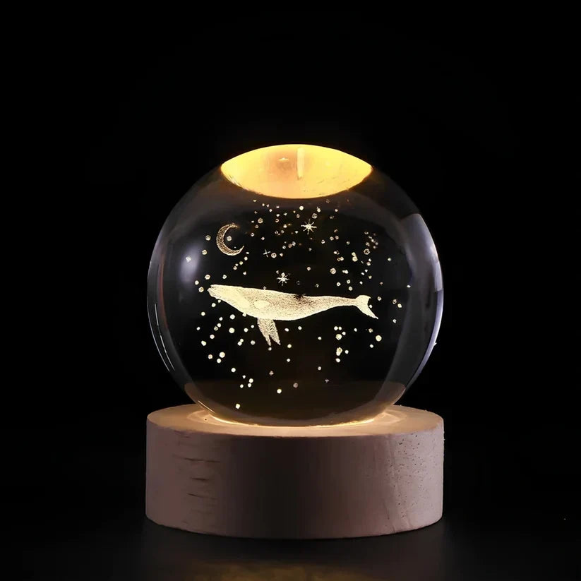 Crystal Ball Night Light 3D Engraved USB Powered