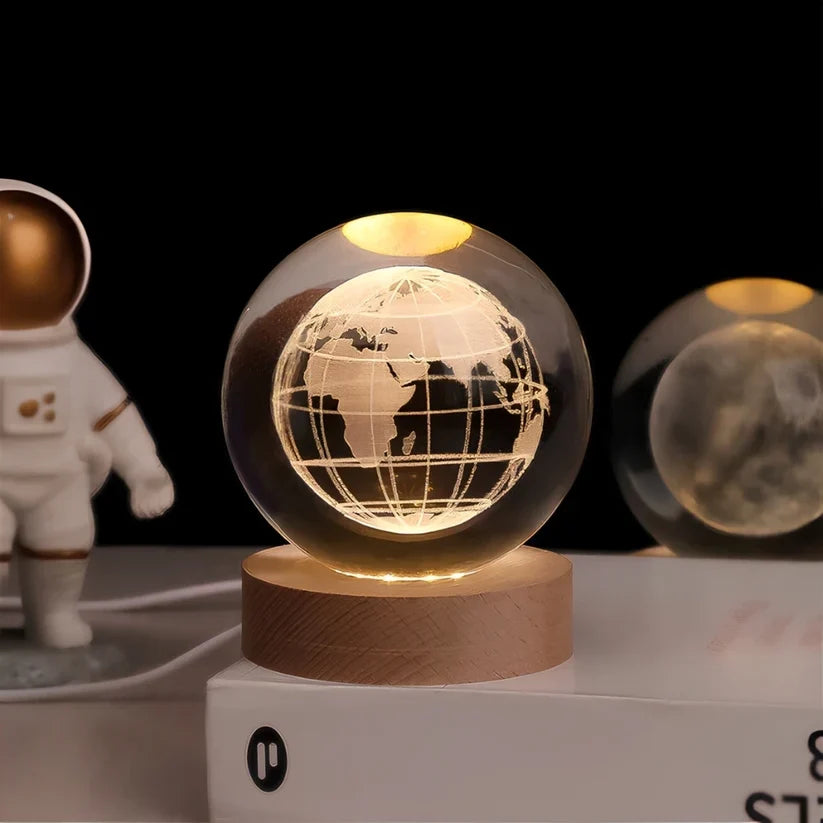 Crystal Ball Night Light 3D Engraved USB Powered